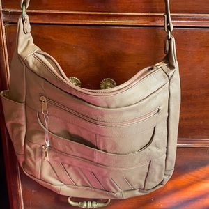 Medium size tan genuine leather purse